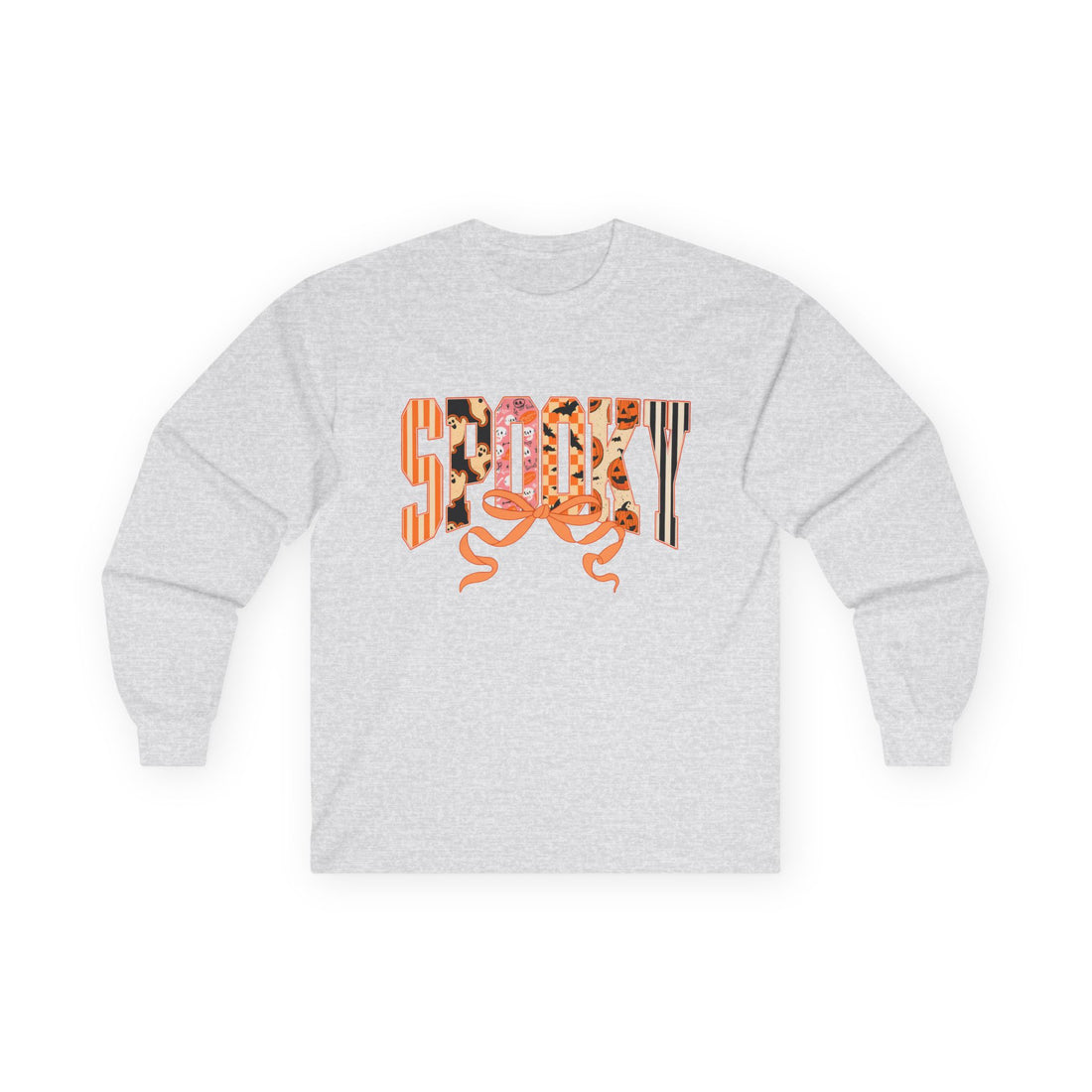 Long Sleeve Tee — 'Spooky' Floral Halloween Graphic