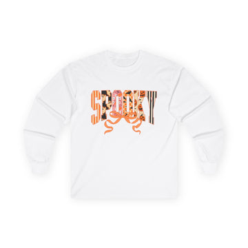 Long Sleeve Tee — 'Spooky' Floral Halloween Graphic
